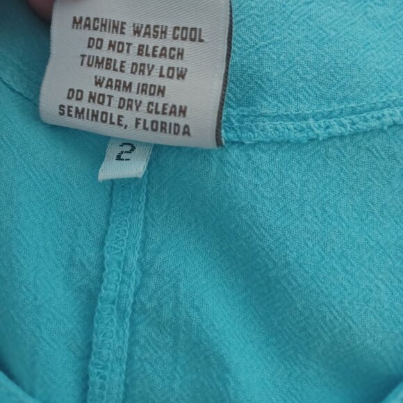 Cottonseed Casual Wear Women’s Turquoise Fish Appliqué Top Sz L / XL 100% Cotton - Picture 3 of 7